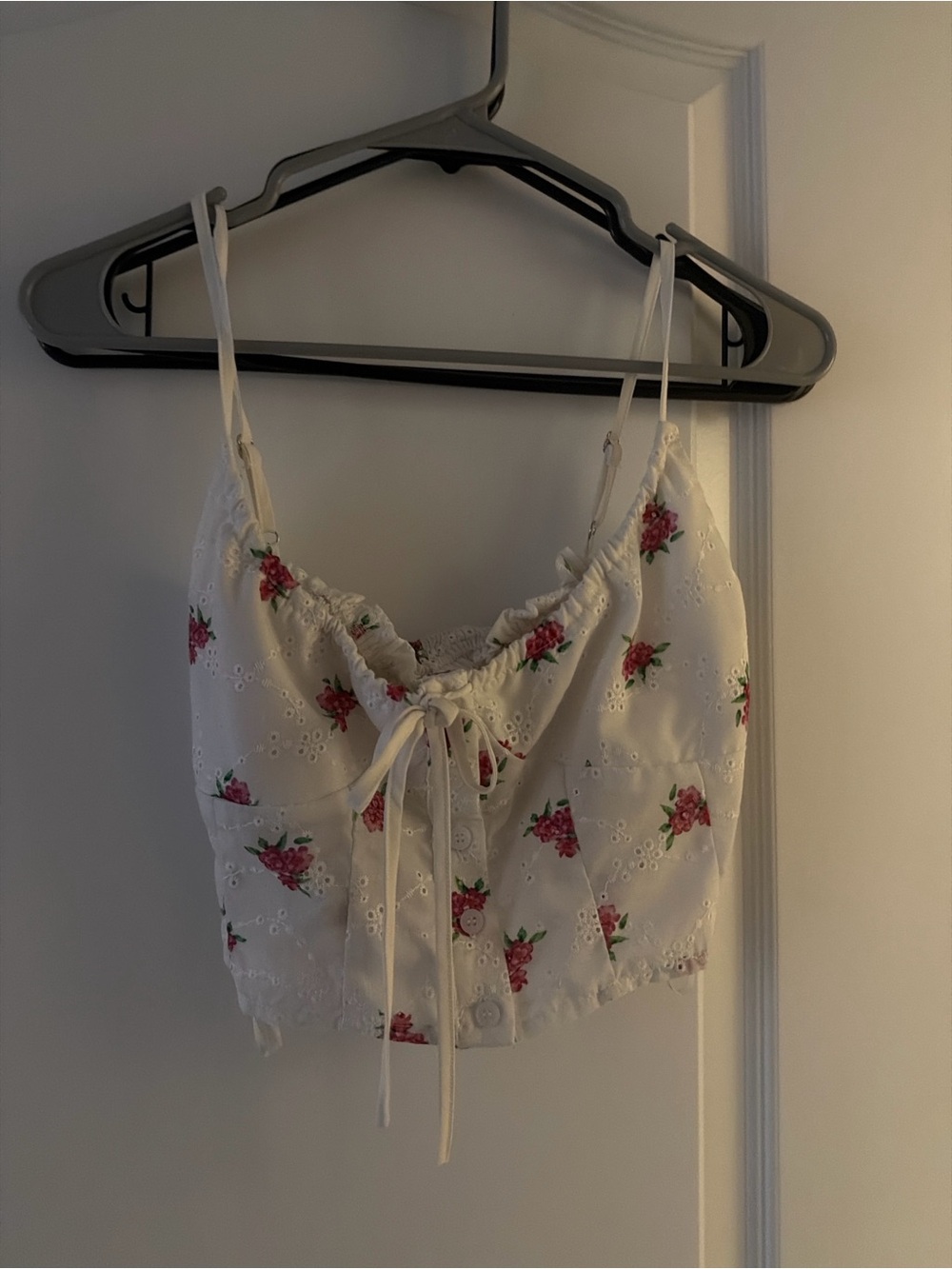 Revolve More To Come Floral Eyelet Corset Cami Top White Pink Size S
